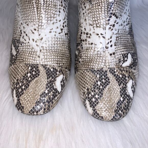 ZARA Snakeskin Cap Toe Leather Boots Snake Ankle Heeled Booties, Black/ White - Picture 5 of 11